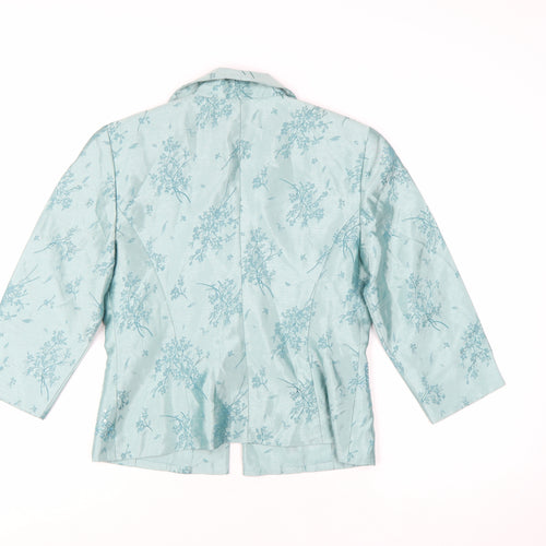 Jessica Howard Women’s Petite Green Floral Brocade Suit Jacket Size 10P