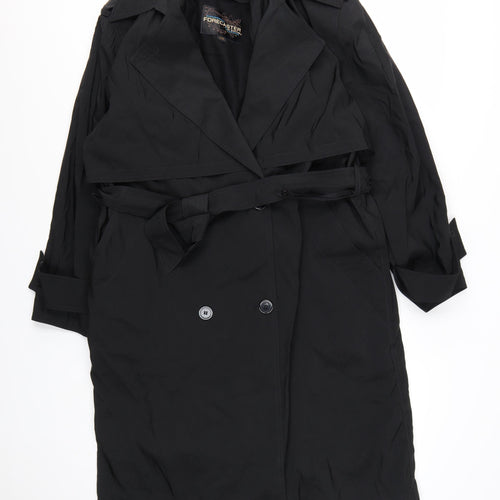 Forecaster of Boston Women's Black Trench Coat Size 12 Classic Long Belted
