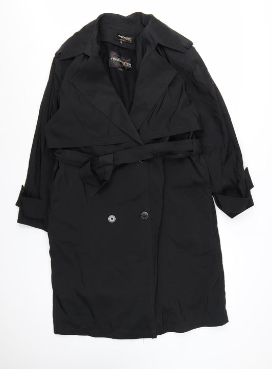 Forecaster of Boston Women's Black Trench Coat Size 12 Classic Long Belted