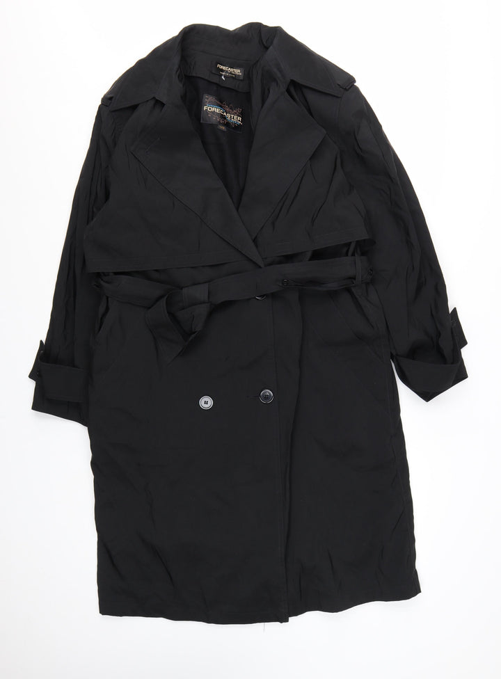 Forecaster of Boston Women's Black Trench Coat Size 12 Classic Long Belted