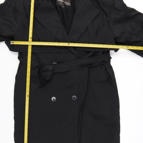 Forecaster of Boston Women's Black Trench Coat Size 12 Classic Long Belted
