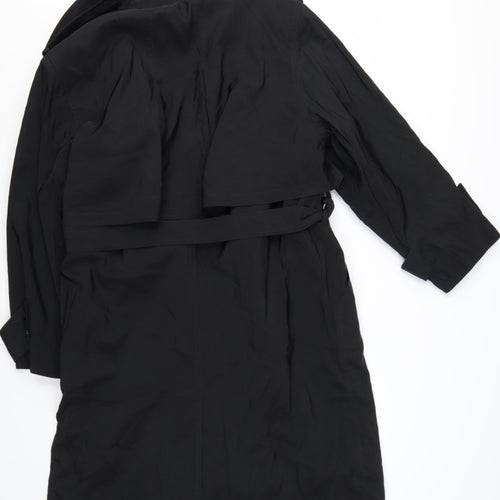 Forecaster of Boston Women's Black Trench Coat Size 12 Classic Long Belted