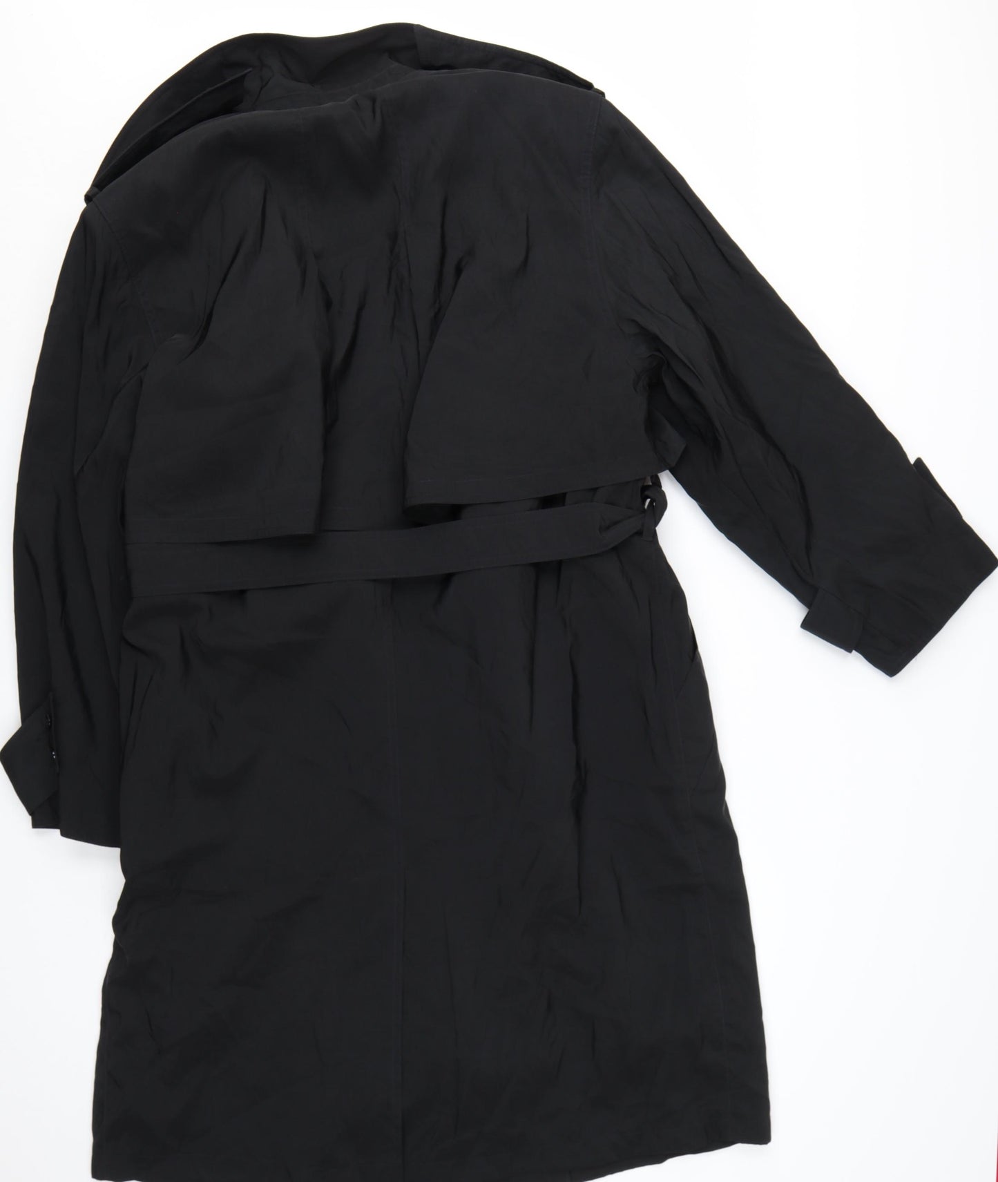 Forecaster of Boston Women's Black Trench Coat Size 12 Classic Long Belted