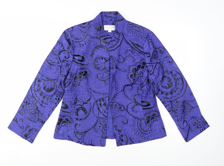 Erin London Women's Purple Paisley Blazer Jacket M Tailored Fit