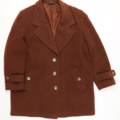 DUCAL Women Brown Wool Overcoat Size 24 Classic Lined Vintage