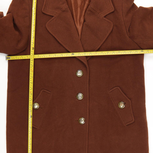 DUCAL Women Brown Wool Overcoat Size 24 Classic Lined Vintage