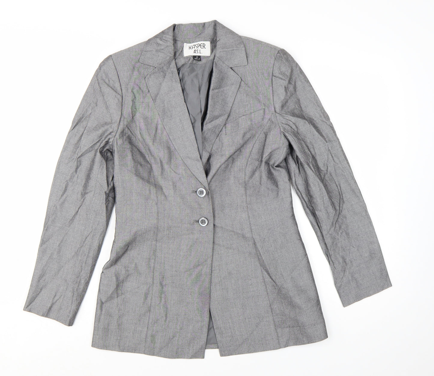 Kasper A.S.L. Women's Grey Size 4 Single-Breasted Suit Jacket