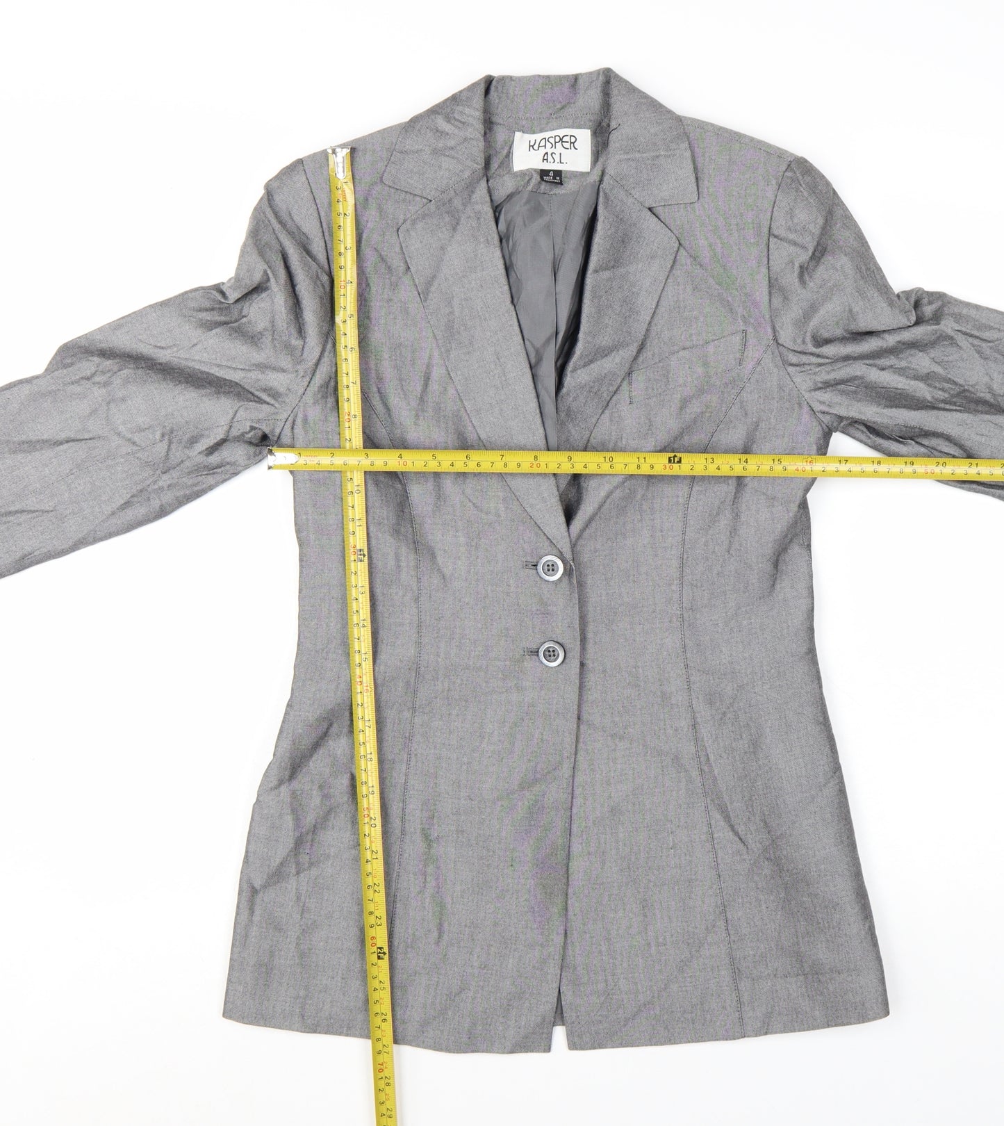 Kasper A.S.L. Women's Grey Size 4 Single-Breasted Suit Jacket