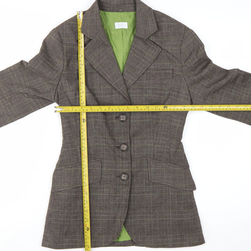 Suzy Shier Women's Brown Checked Single-Breasted Blazer Size 8