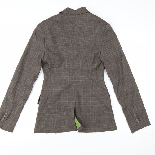 Suzy Shier Women's Brown Checked Single-Breasted Blazer Size 8