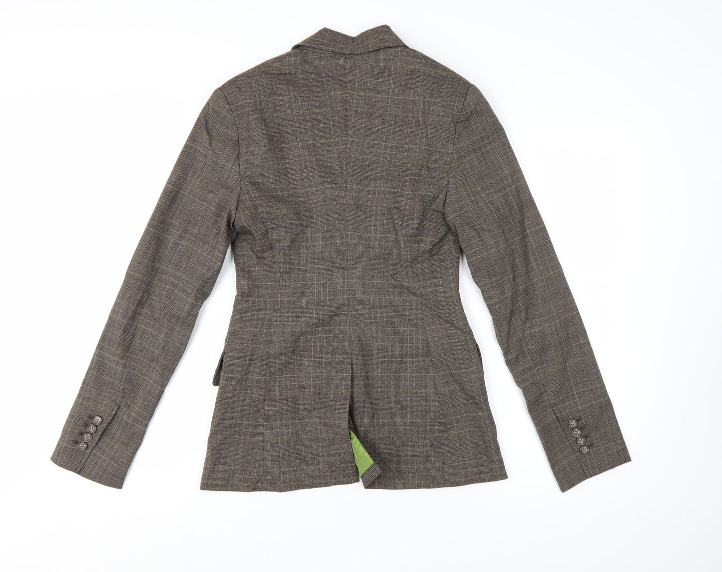 Suzy Shier Women's Brown Checked Single-Breasted Blazer Size 8