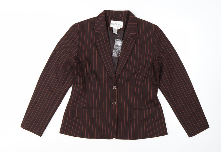 Tower Hill Collection Women Brown Pinstripe Blazer Size 6 Classic Fit