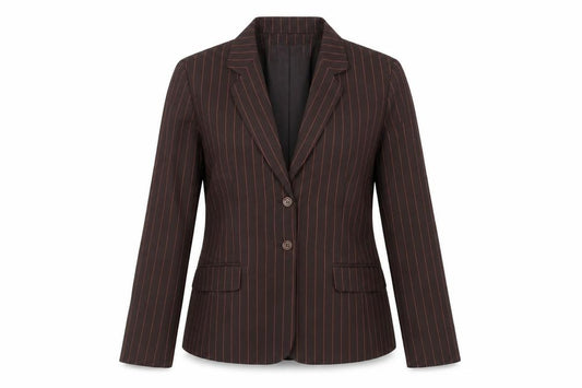 Tower Hill Collection Women Brown Pinstripe Blazer Size 6 Classic Fit
