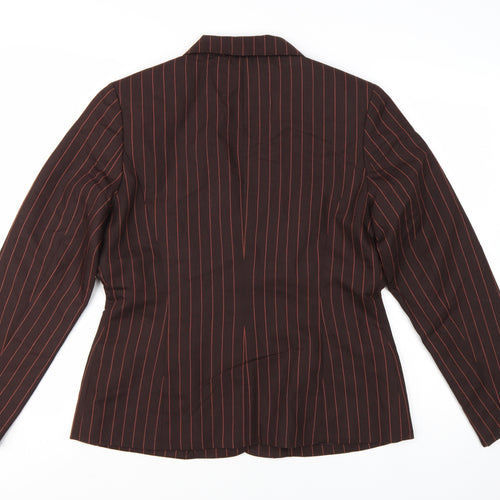Tower Hill Collection Women Brown Pinstripe Blazer Size 6 Classic Fit