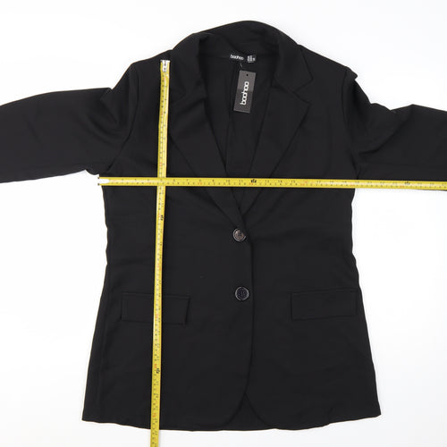 Boohoo Women Black Tailored Two-Button Blazer UK 14