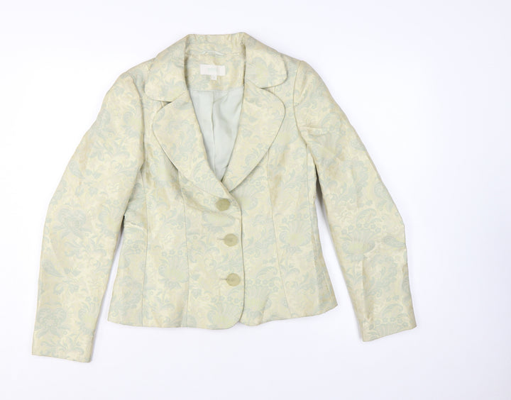 Marks and Spencer Women’s Green Jacquard Blazer UK 10 Single Breasted