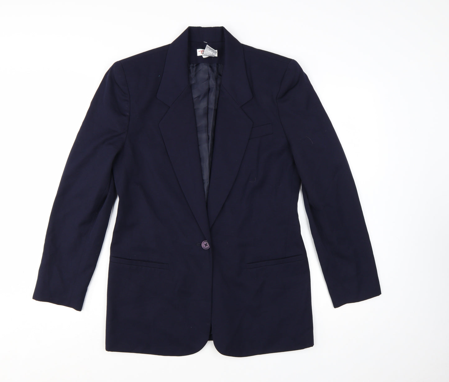 Talbots Women Navy Wool Single-Breasted Blazer Jacket Size 10