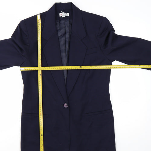 Talbots Women Navy Wool Single-Breasted Blazer Jacket Size 10