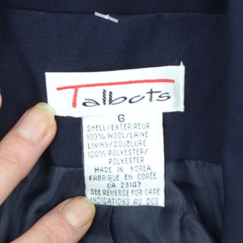 Talbots Women Navy Wool Single-Breasted Blazer Jacket Size 10