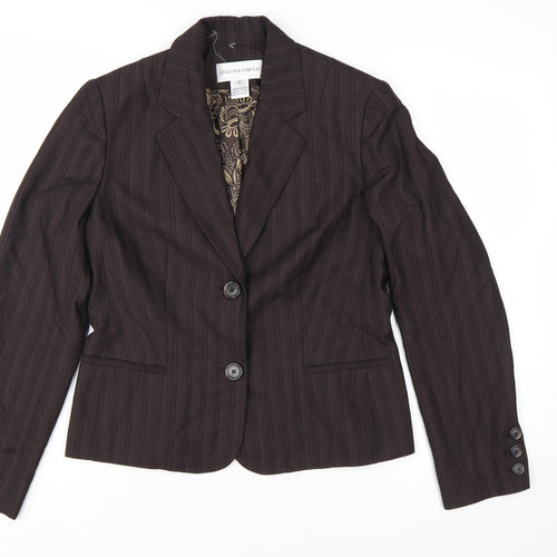Jones New York Suit Brown Pinstripe Womens Blazer UK 10 Tailored Jacket