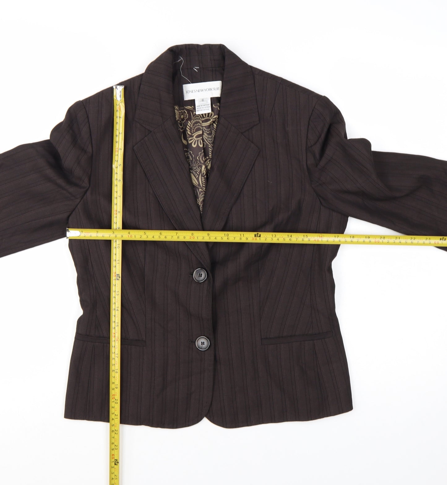 Jones New York Suit Brown Pinstripe Womens Blazer UK 10 Tailored Jacket