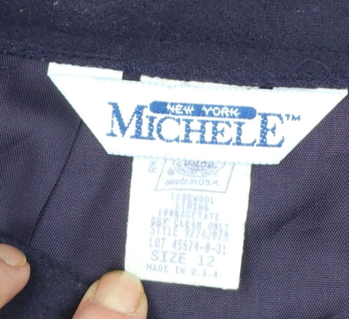 Michele New York Women's Blue Wool Pencil Skirt Size 12