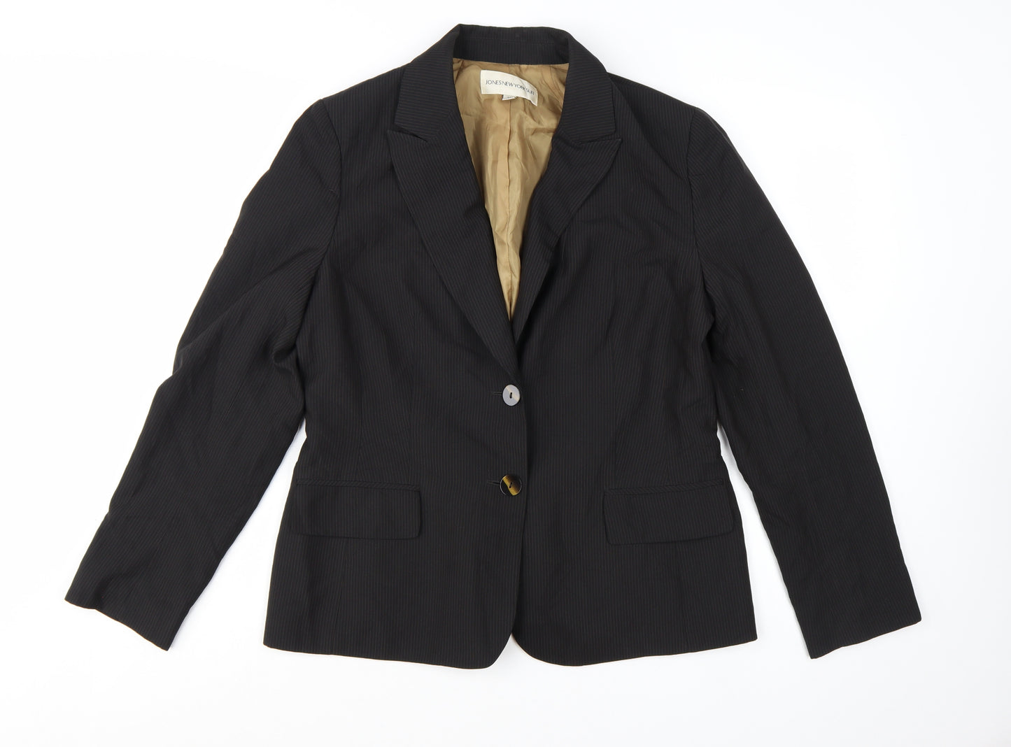 Jones New York Women's Black Pinstripe Blazer Size 12 Classic Fit