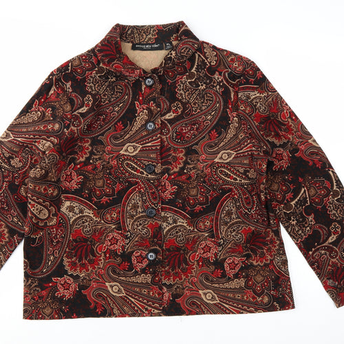 Briggs New York Petite Red Paisley Velvet Blazer Women PL