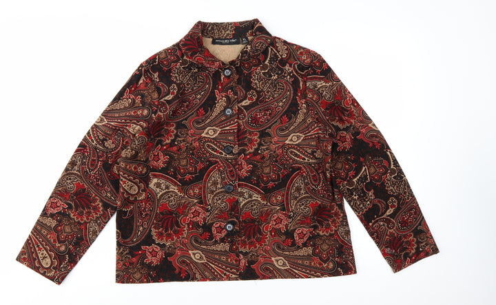 Briggs New York Petite Red Paisley Velvet Blazer Women PL
