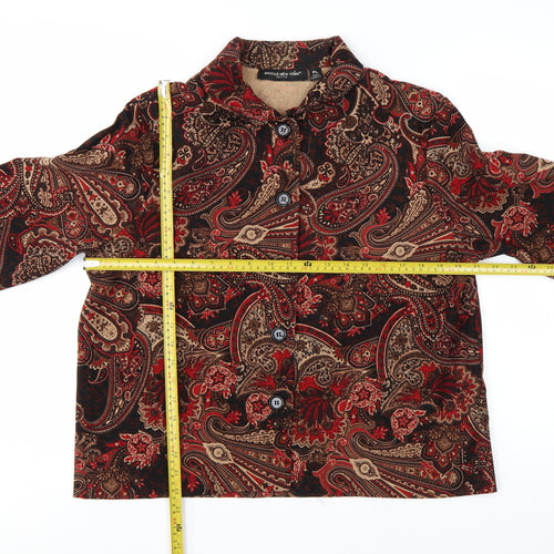 Briggs New York Petite Red Paisley Velvet Blazer Women PL