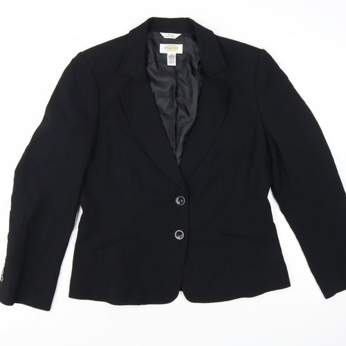 Talbots Petites Black Single-Breasted Blazer Women's Size 12 Petite Acetate Blend