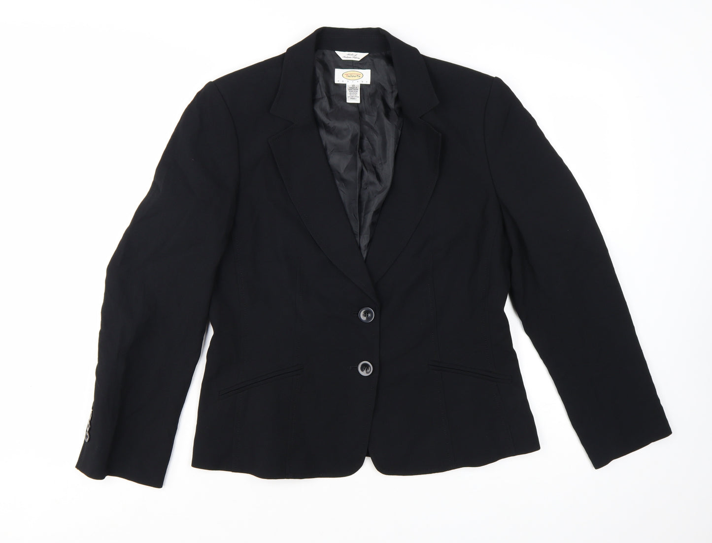 Talbots Petites Black Single-Breasted Blazer Women's Size 12 Petite Acetate Blend