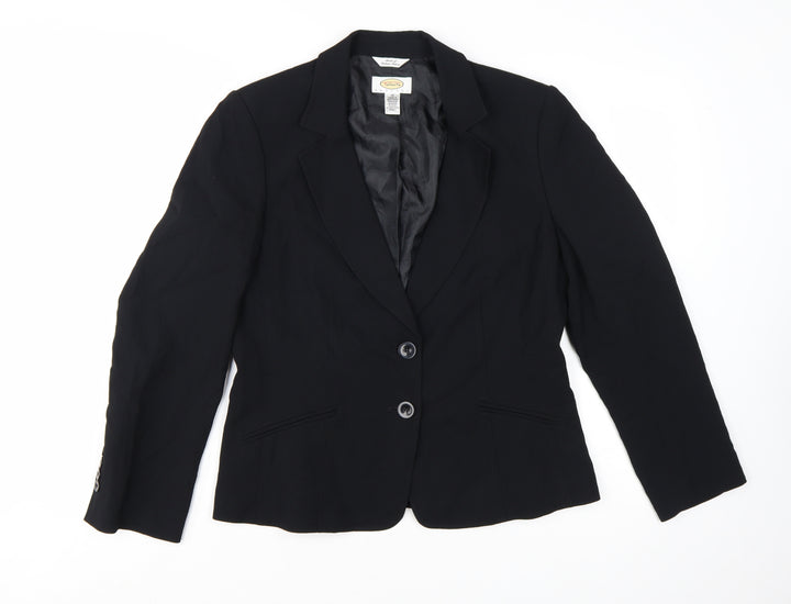Talbots Petites Black Single-Breasted Blazer Women's Size 12 Petite Acetate Blend