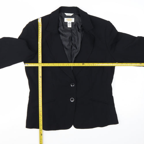 Talbots Petites Black Single-Breasted Blazer Women's Size 12 Petite Acetate Blend