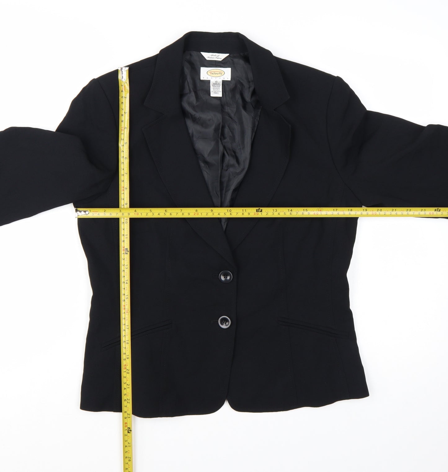 Talbots Petites Black Single-Breasted Blazer Women's Size 12 Petite Acetate Blend