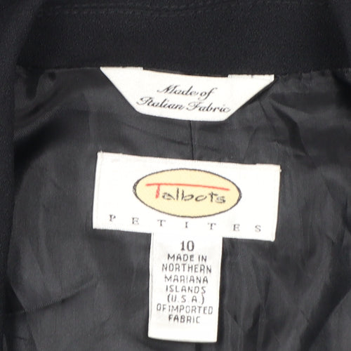 Talbots Petites Black Single-Breasted Blazer Women's Size 12 Petite Acetate Blend