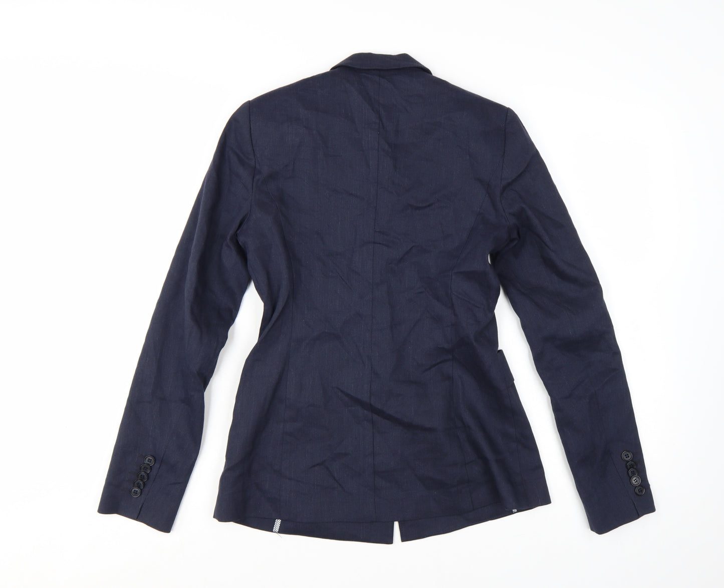 Tristan Women Navy Linen Blend Single-Breasted Blazer Size S