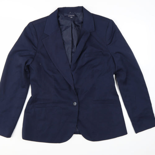 Chadwicks Women Blue Size 12 Classic Single-Breasted Blazer