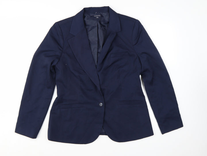 Chadwicks Women Blue Size 12 Classic Single-Breasted Blazer