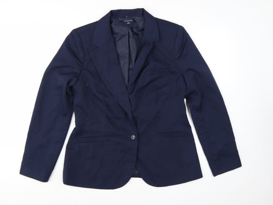 Chadwicks Women Blue Size 12 Classic Single-Breasted Blazer