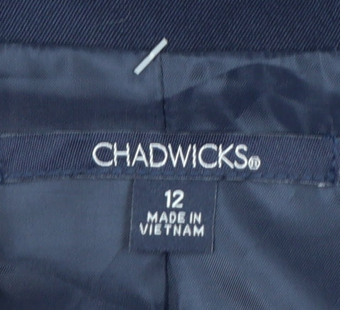 Chadwicks Women Blue Size 12 Classic Single-Breasted Blazer