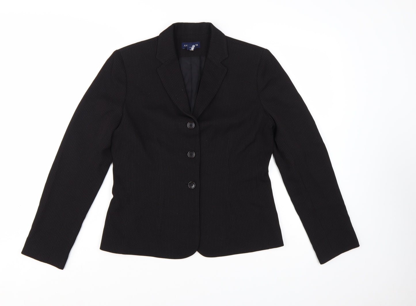 Ann Taylor Women Black Wool Single-Breasted Blazer Size 8 Regular