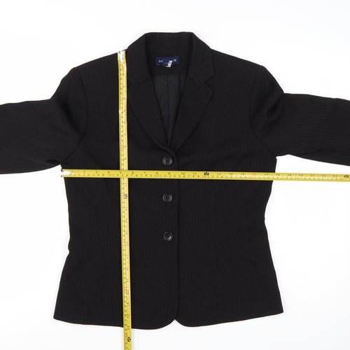 Ann Taylor Women Black Wool Single-Breasted Blazer Size 8 Regular