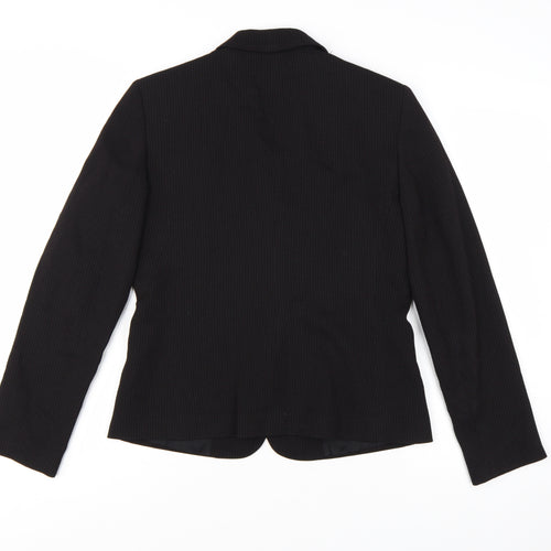 Ann Taylor Women Black Wool Single-Breasted Blazer Size 8 Regular