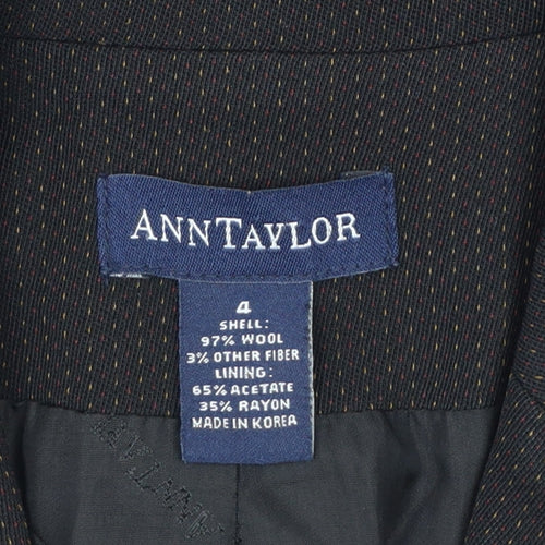 Ann Taylor Women Black Wool Single-Breasted Blazer Size 8 Regular