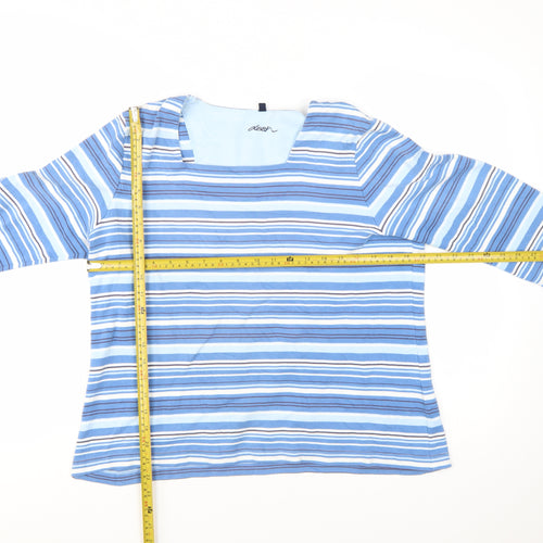 Dash Women’s Blue Striped 3/4 Sleeve Cotton Stretch T-Shirt Size 20
