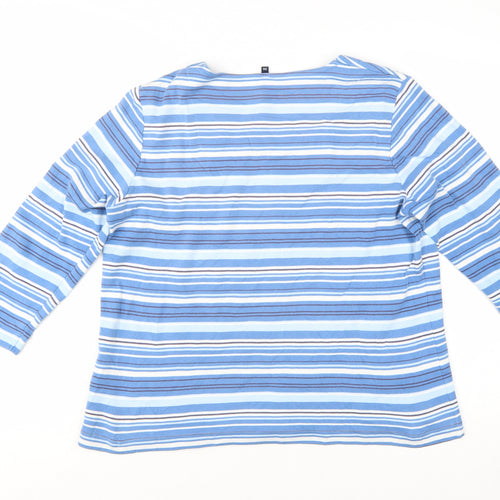 Dash Women’s Blue Striped 3/4 Sleeve Cotton Stretch T-Shirt Size 20