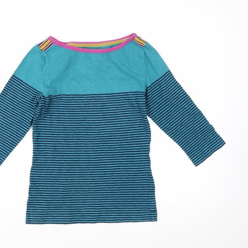 Joules Womens Blue Striped 3/4 Sleeve Cotton Nautical Top Size 10