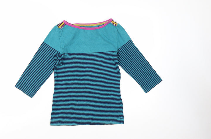 Joules Womens Blue Striped 3/4 Sleeve Cotton Nautical Top Size 10