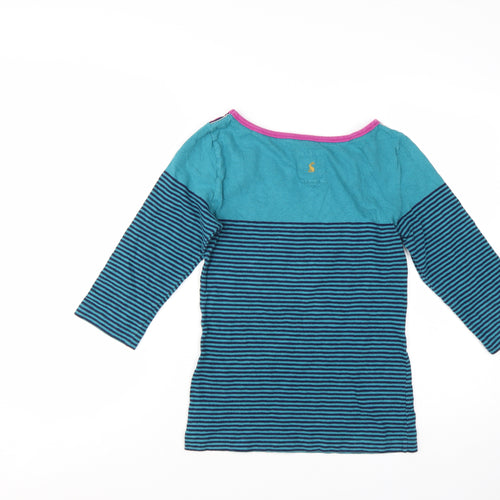 Joules Womens Blue Striped 3/4 Sleeve Cotton Nautical Top Size 10